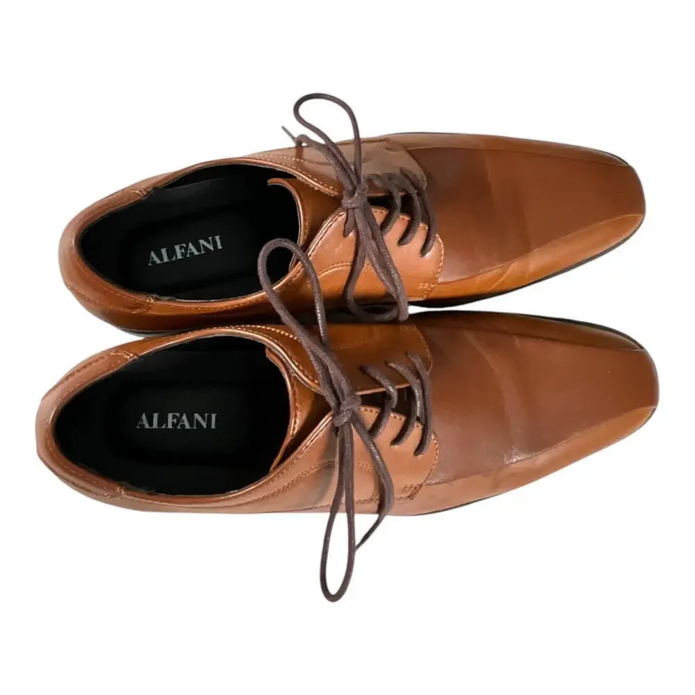 ALFANI Tan Sethtan Dress Shoes Mens Size 8 Work Wear Wedding Formal Used Once